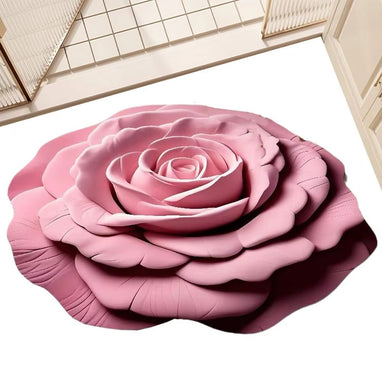 Bathroom Absorbent Floor Mat Absorbent Quick Drying Stone Mat 3D Realistic Floral Non-Slip Fast Drying Rug 15.75X15.75In For