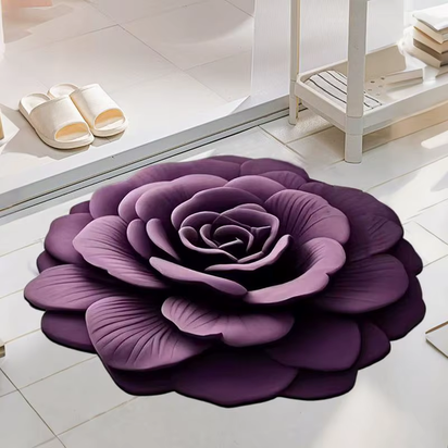 Bathroom Absorbent Floor Mat Absorbent Quick Drying Stone Mat 3D Realistic Floral Non-Slip Fast Drying Rug 15.75X15.75In For
