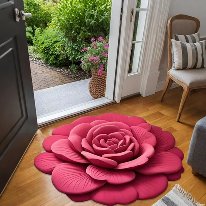 Bathroom Absorbent Floor Mat Absorbent Quick Drying Stone Mat 3D Realistic Floral Non-Slip Fast Drying Rug 15.75X15.75In For