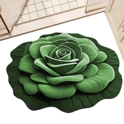 Bathroom Absorbent Floor Mat Absorbent Quick Drying Stone Mat 3D Realistic Floral Non-Slip Fast Drying Rug 15.75X15.75In For