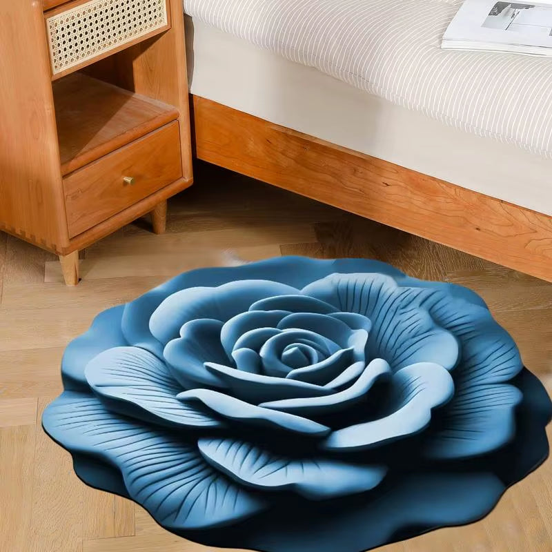 Bathroom Absorbent Floor Mat Absorbent Quick Drying Stone Mat 3D Realistic Floral Non-Slip Fast Drying Rug 15.75X15.75In For