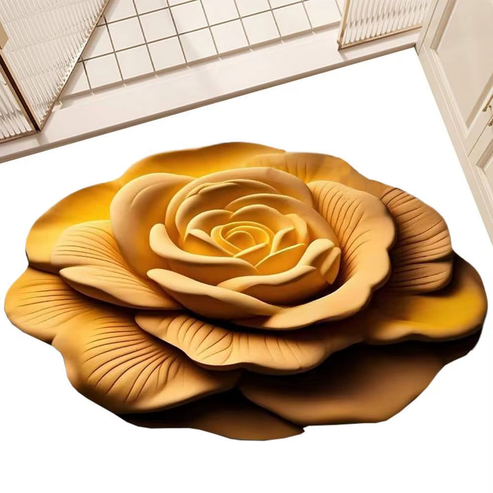 Bathroom Absorbent Floor Mat Absorbent Quick Drying Stone Mat 3D Realistic Floral Non-Slip Fast Drying Rug 15.75X15.75In For