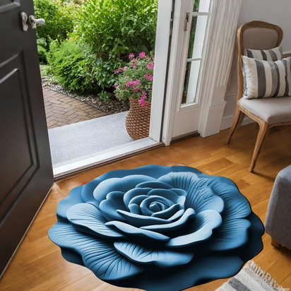 Bathroom Absorbent Floor Mat Absorbent Quick Drying Stone Mat 3D Realistic Floral Non-Slip Fast Drying Rug 15.75X15.75In For